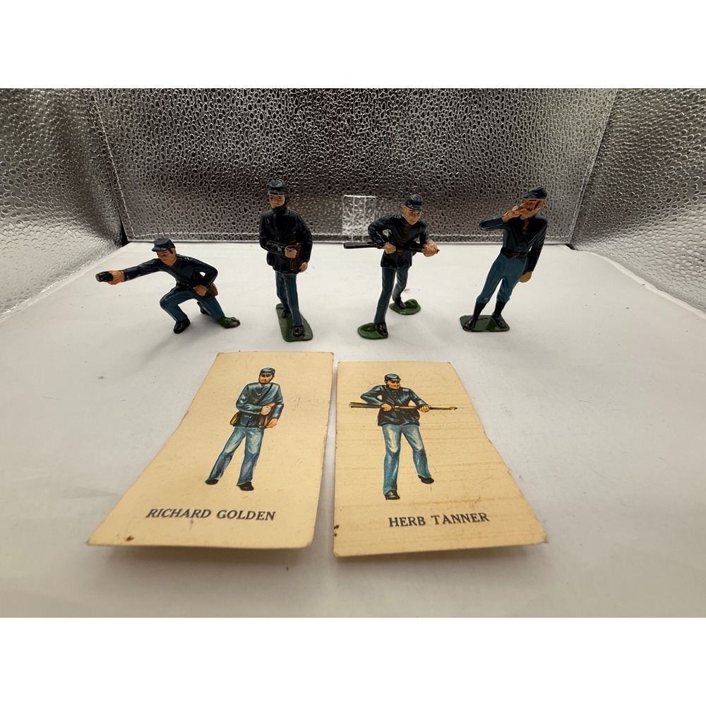 Vintage Toy Soldiers Civil War Figures Lot With Richard Golden Herb Tanner Cards